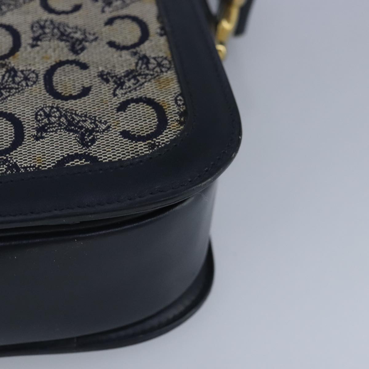 CELINE C Sulky Shoulder Bag Canvas Navy Auth 99408