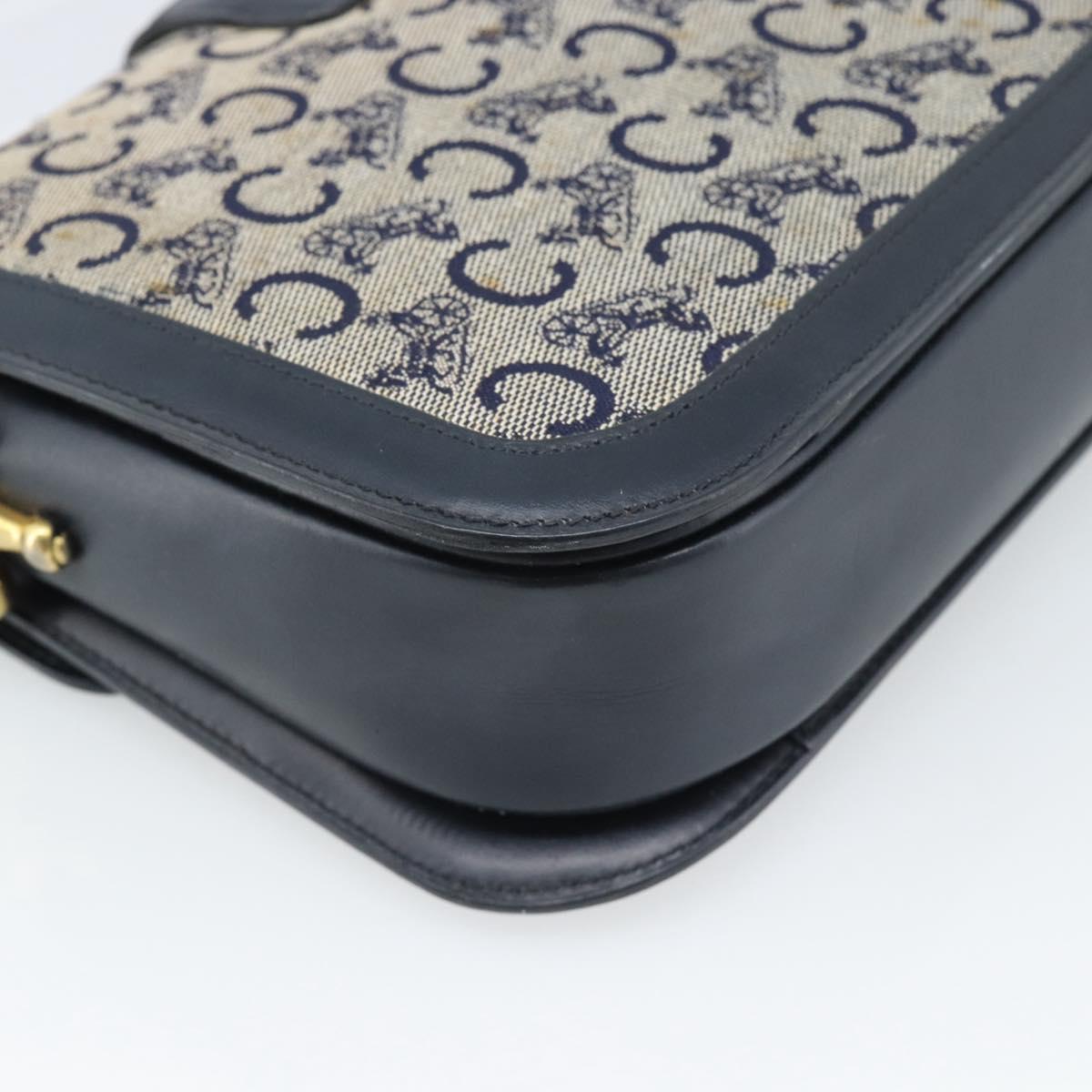 CELINE C Sulky Shoulder Bag Canvas Navy Auth 99408