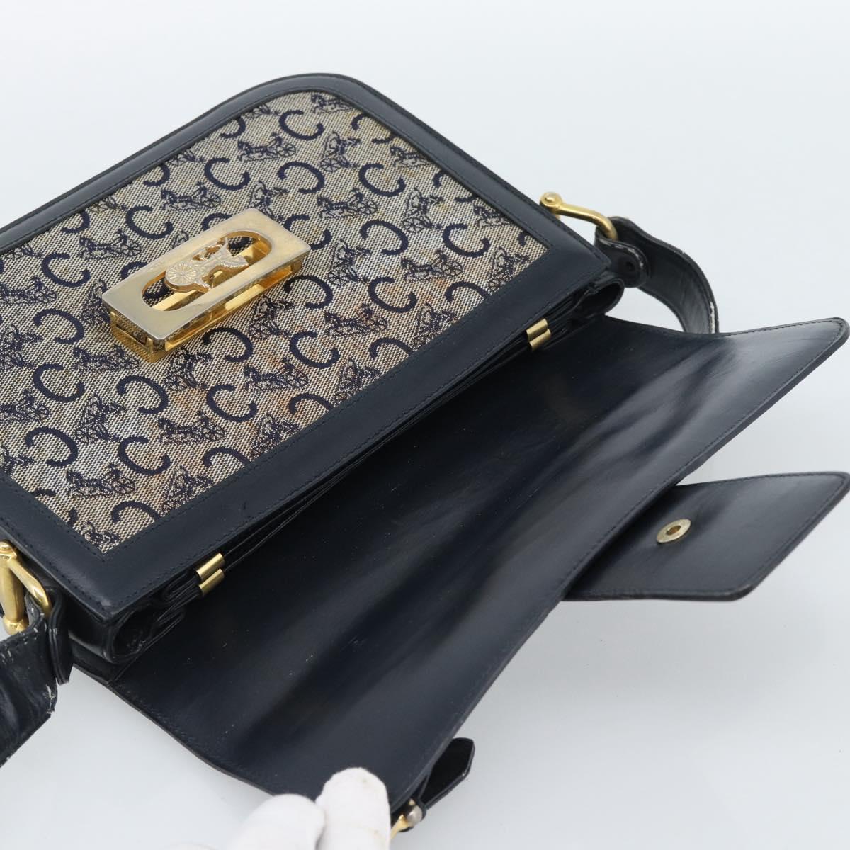 CELINE C Sulky Shoulder Bag Canvas Navy Auth 99408