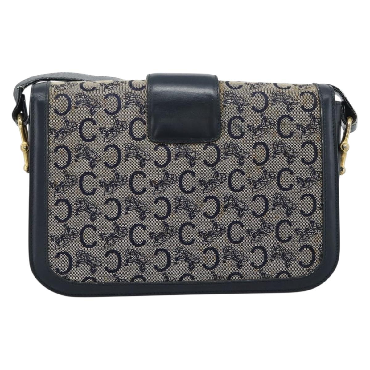 CELINE C Sulky Shoulder Bag Canvas Navy Auth 99408