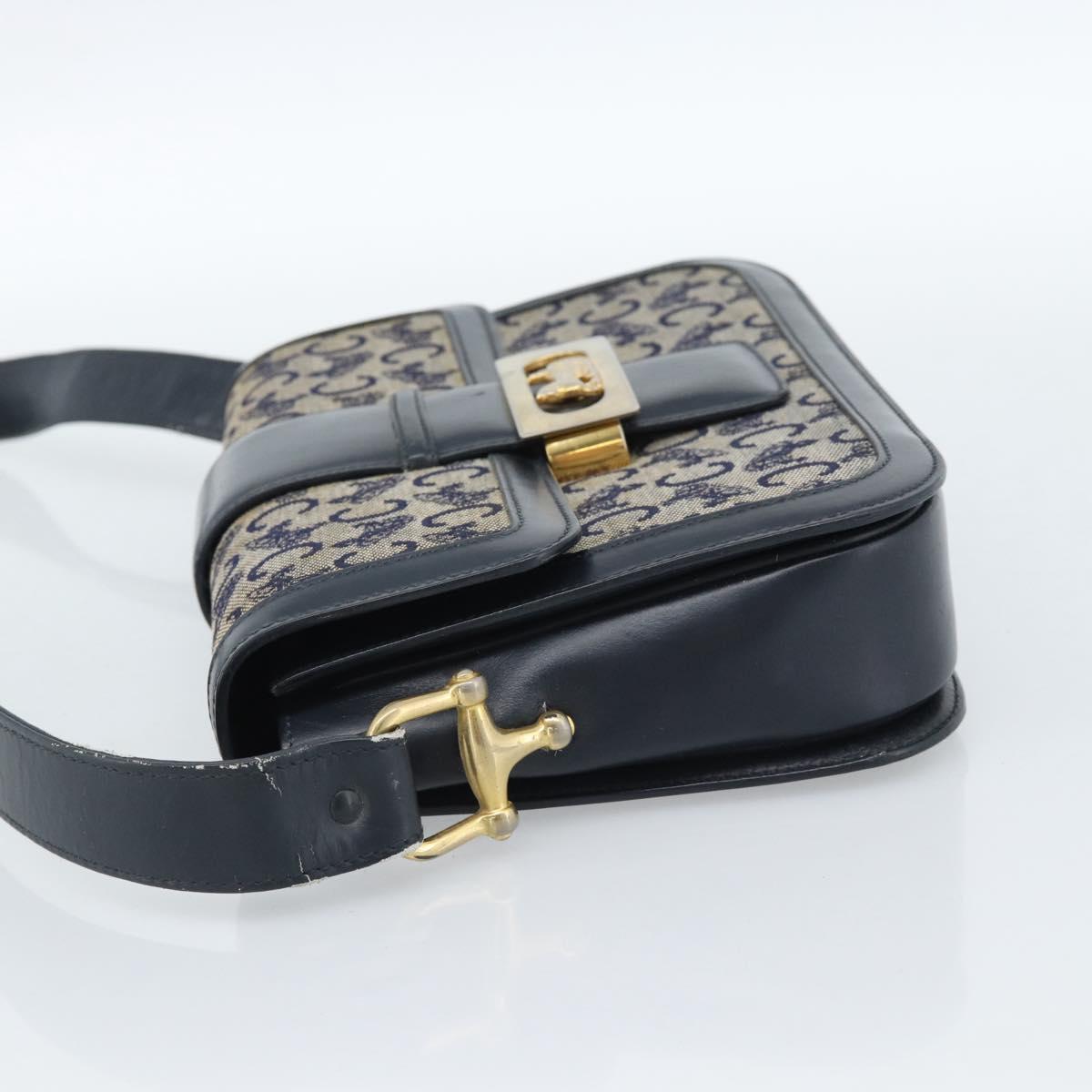CELINE C Sulky Shoulder Bag Canvas Navy Auth 99408