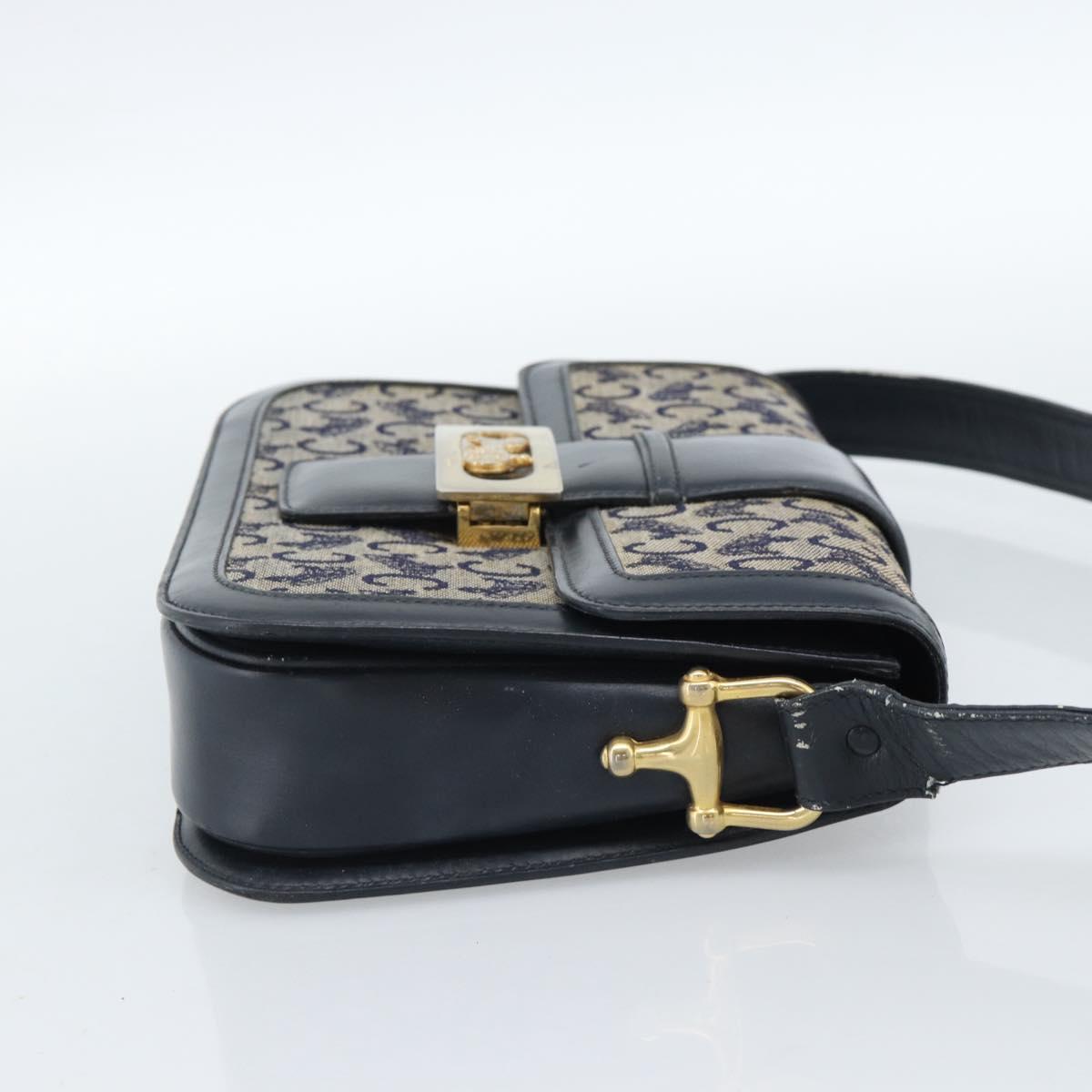 CELINE C Sulky Shoulder Bag Canvas Navy Auth 99408