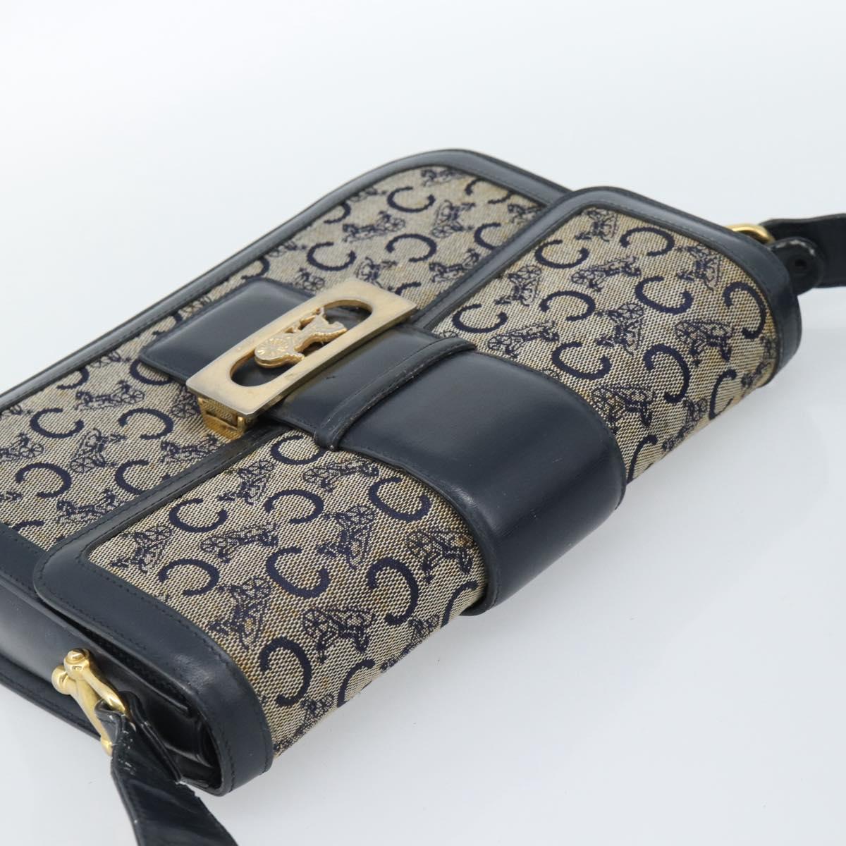 CELINE C Sulky Shoulder Bag Canvas Navy Auth 99408