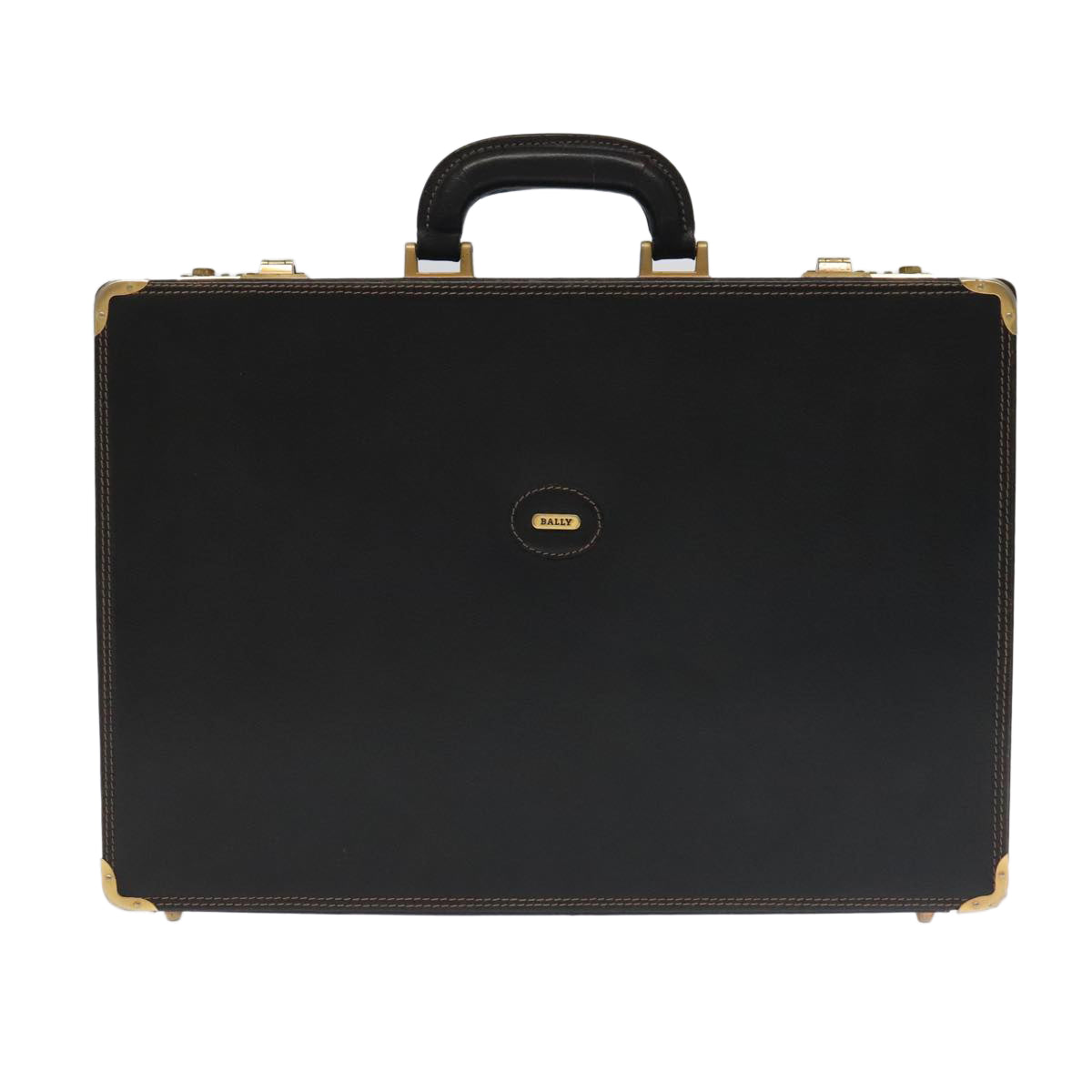 BALLY Attache Case Trunk Leather Black Auth 99500
