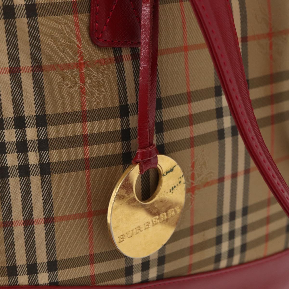 BURBERRY Nova Check Tote Bag Canvas Beige Auth 99727