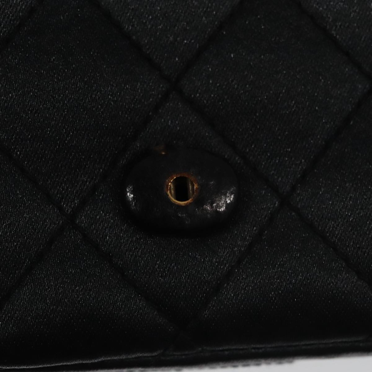 CHANEL Matelasse Sequin Flower Shoulder Bag Satin Black CC Auth 99855V