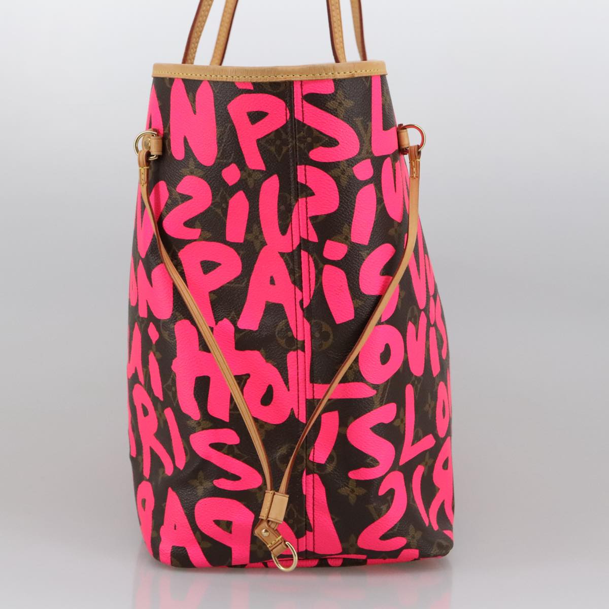 LOUIS VUITTON Monogram graffiti Neverfull GM Tote Bag Fuchsia M93701 Auth 99894AM