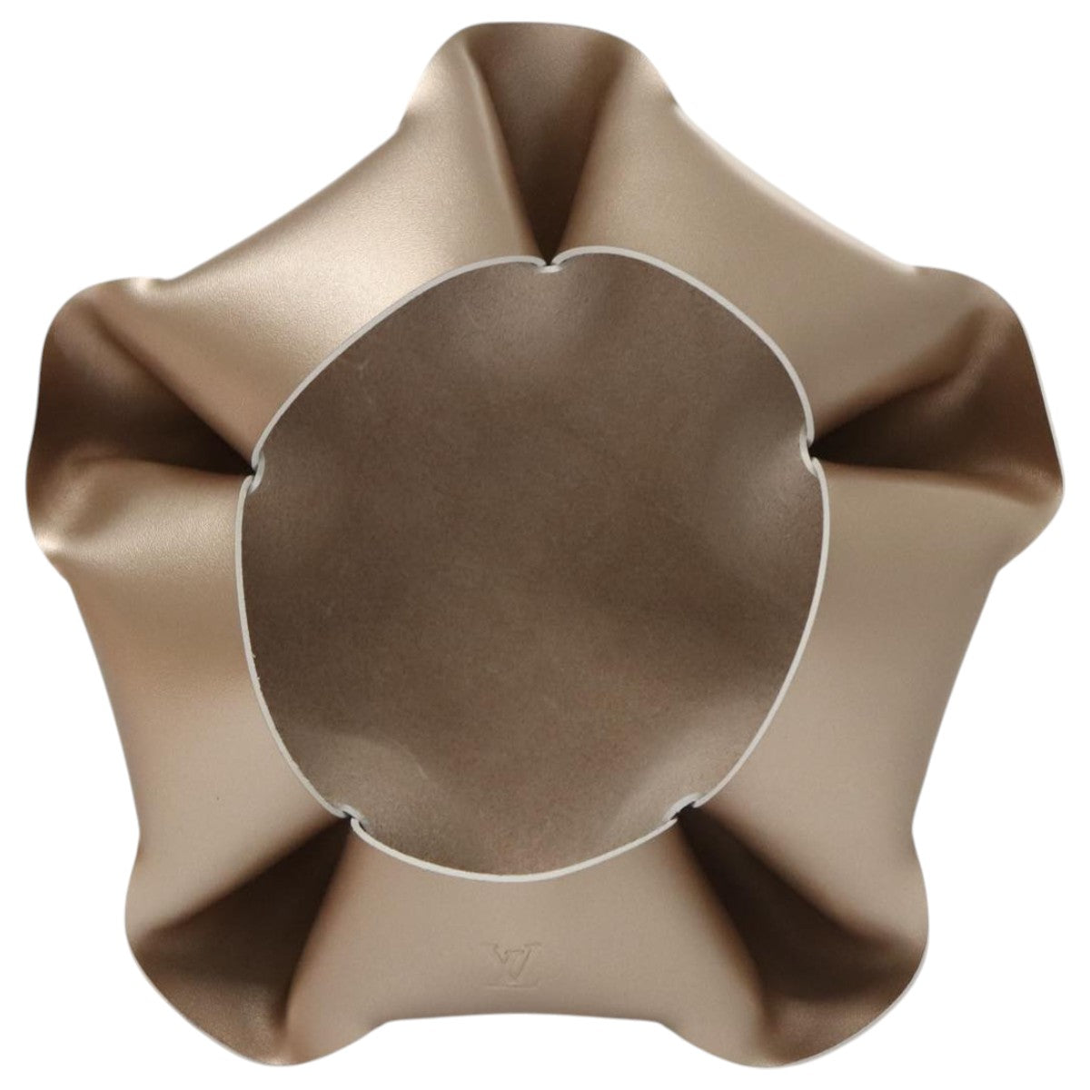 LOUIS VUITTON Origami Bowl PM Accessory Case Leather Gold R95669 LV Auth 99907A
