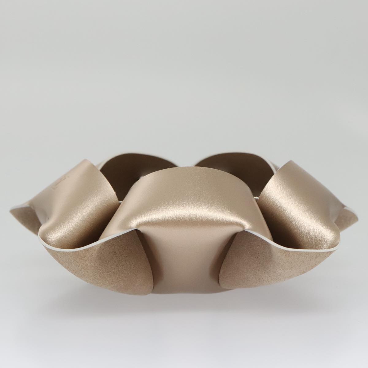 LOUIS VUITTON Origami Bowl PM Accessory Case Leather Gold R95669 LV Auth 99907A