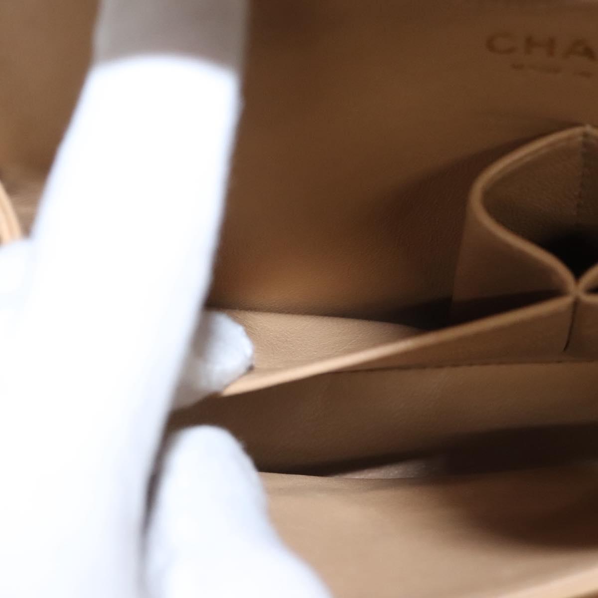 CHANEL Matelasse 25 Chain Shoulder Bag Lamb Skin Beige Gold CC Auth 99970SAV