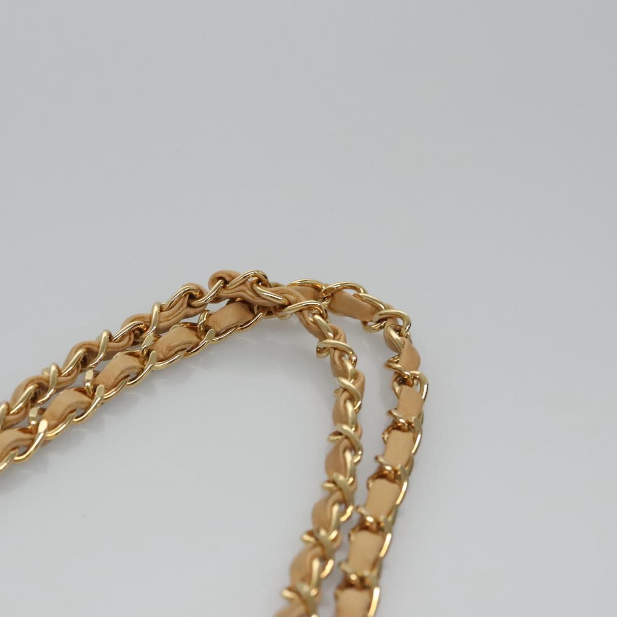 CHANEL Matelasse 25 Chain Shoulder Bag Lamb Skin Beige Gold CC Auth 99970SAV