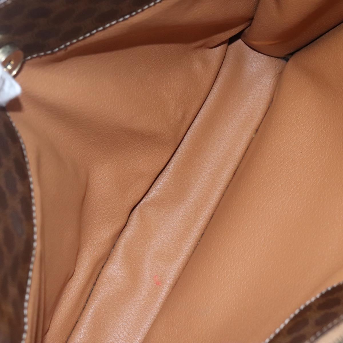 CELINE Macadam Canvas Shoulder Bag PVC Leather Brown Gold Auth 99997