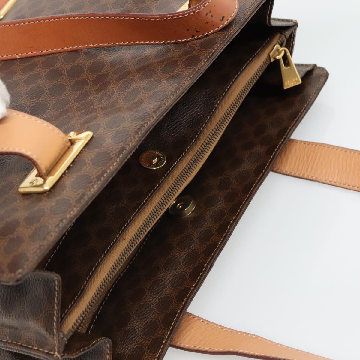 CELINE Macadam Canvas Shoulder Bag PVC Leather Brown Gold Auth 99997