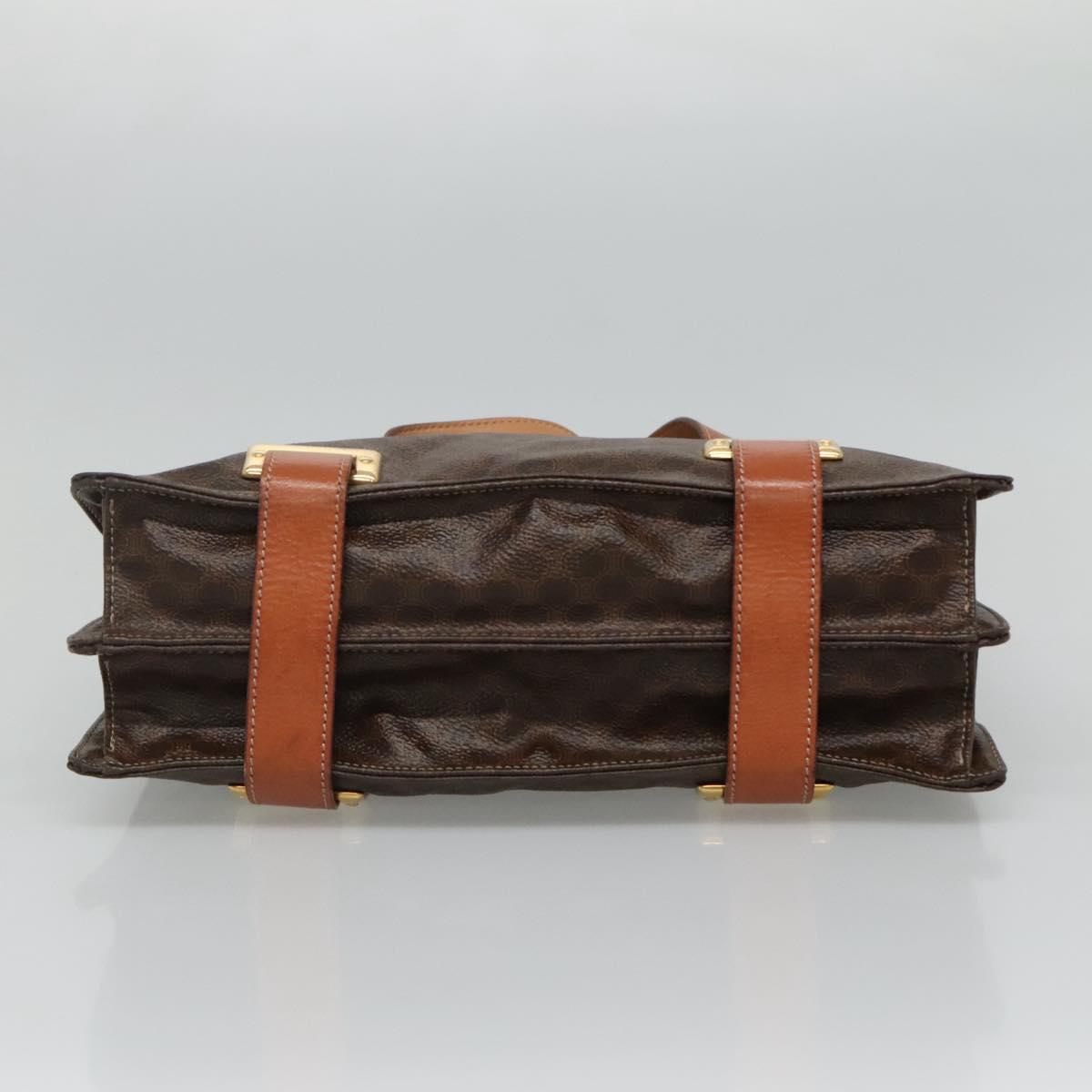 CELINE Macadam Canvas Shoulder Bag PVC Leather Brown Gold Auth 99997