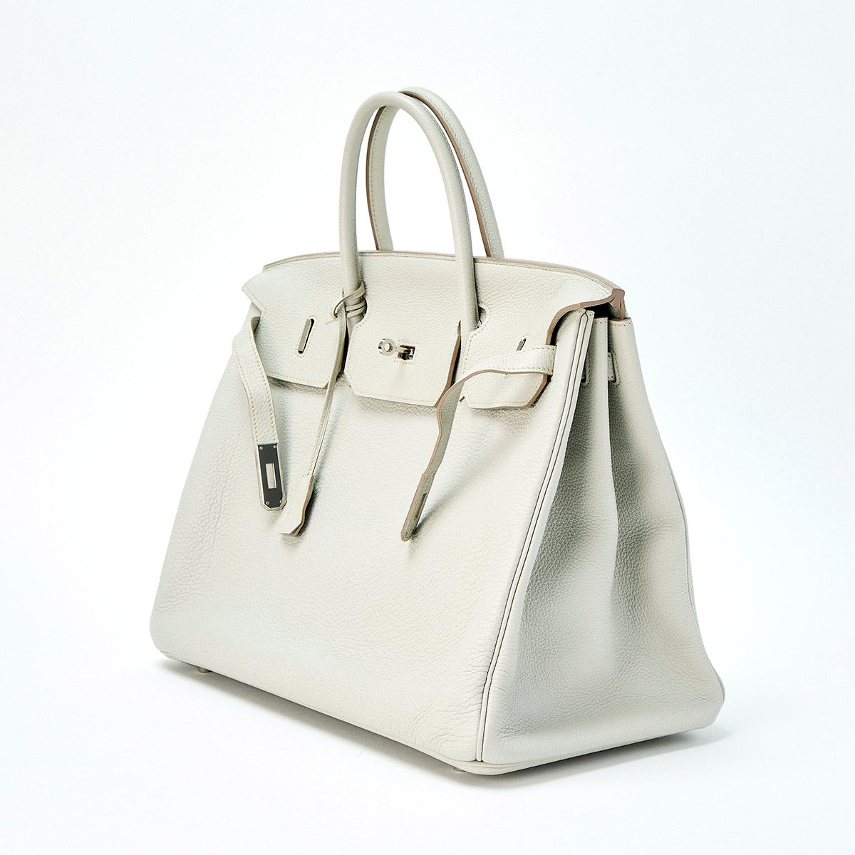 HERMES Birkin 40 2011 □O Hand Bag Pearl Gray Silver Togo Auth