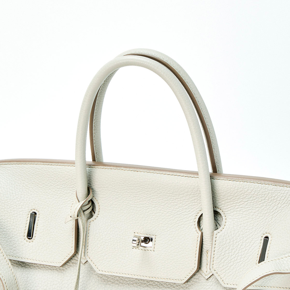 HERMES Birkin 40 2011 □O Hand Bag Pearl Gray Silver Togo Auth