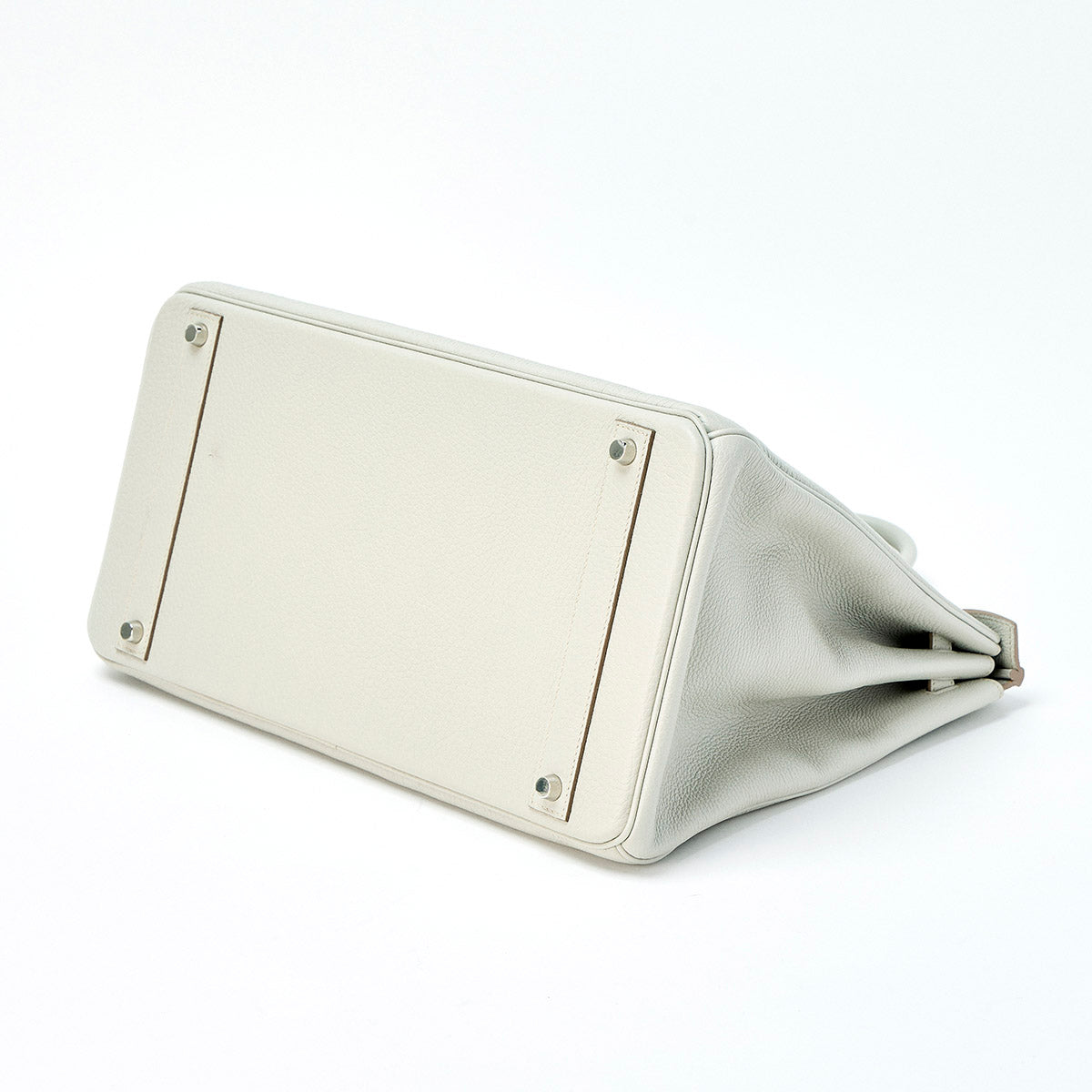 HERMES Birkin 40 2011 □O Hand Bag Pearl Gray Silver Togo Auth