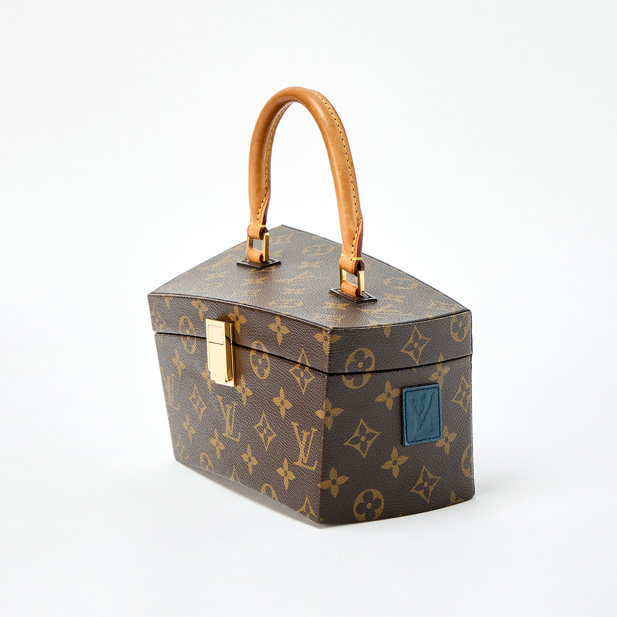 LOUIS VUITTON Twisted Box Hand Bag M40275 Brown Gold PVC Leather Auth