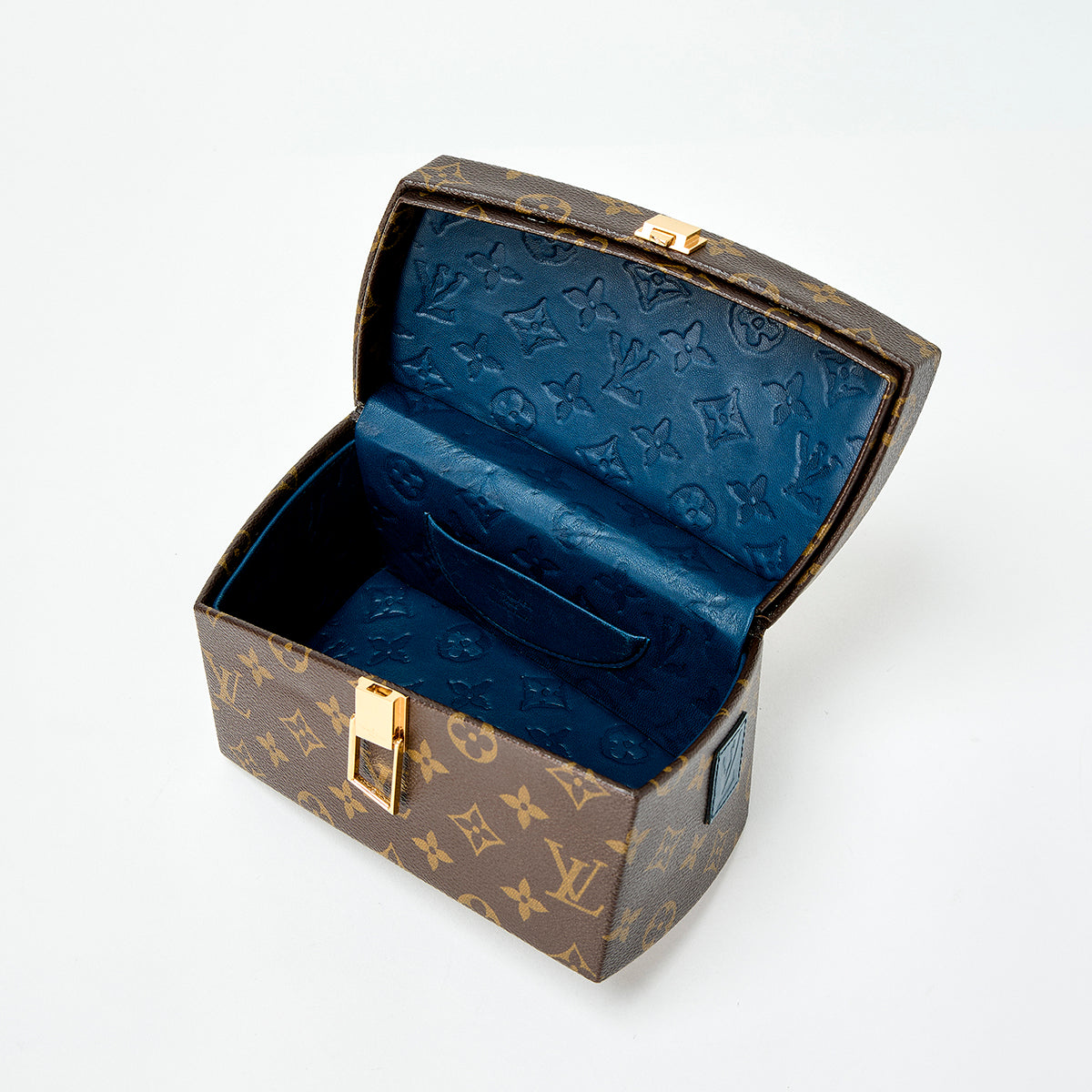 LOUIS VUITTON Twisted Box Hand Bag M40275 Brown Gold PVC Leather Auth