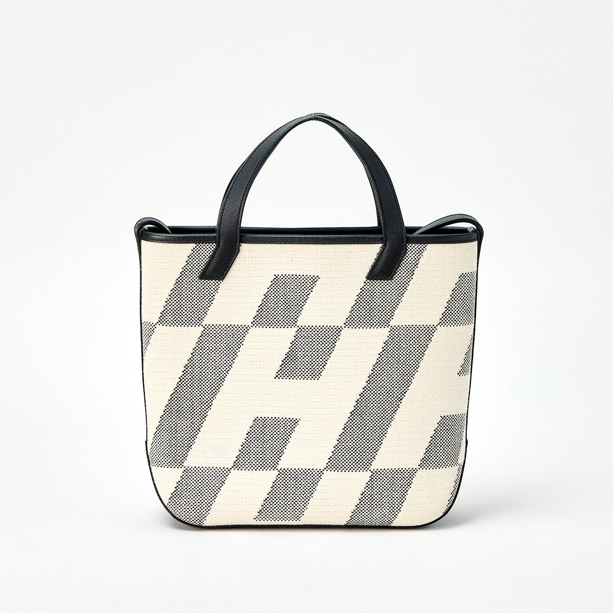 HERMES Ambier PM 2021 Z Shoulder Bag White Black Toile H Swift Leather Auth