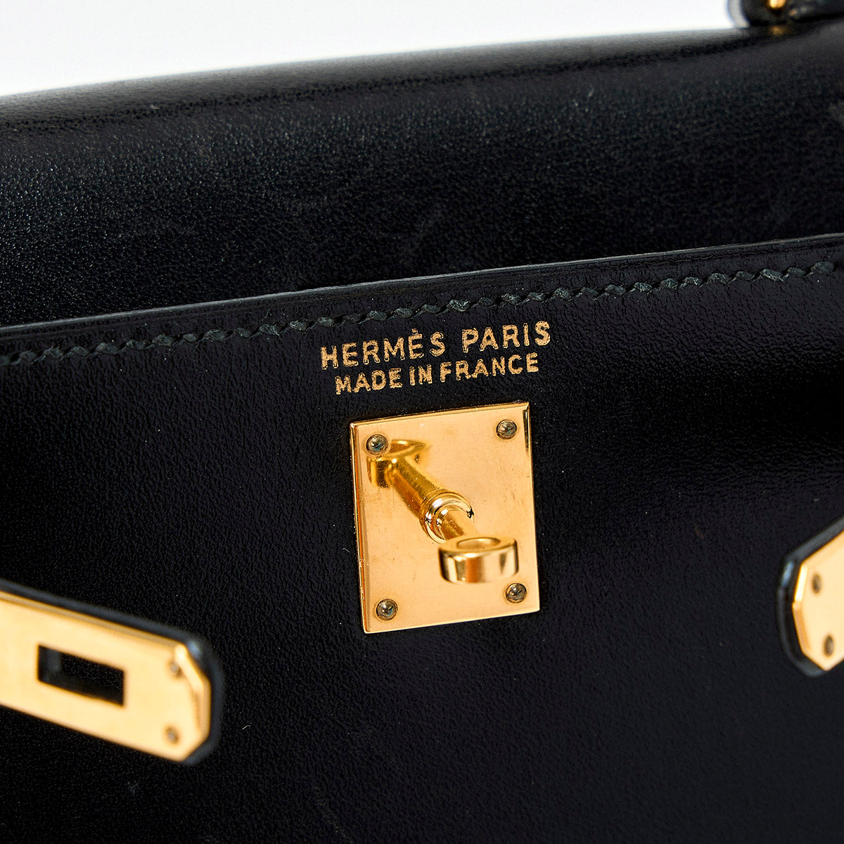 HERMES Kelly Mini Mini Kelly 1995 笳ッY Hand Bag Noir Gold Box Scarf Auth