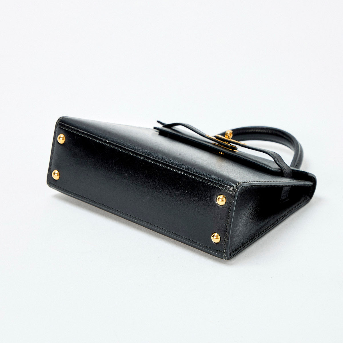 HERMES Kelly Mini Mini Kelly 1995 笳ッY Hand Bag Noir Gold Box Scarf Auth