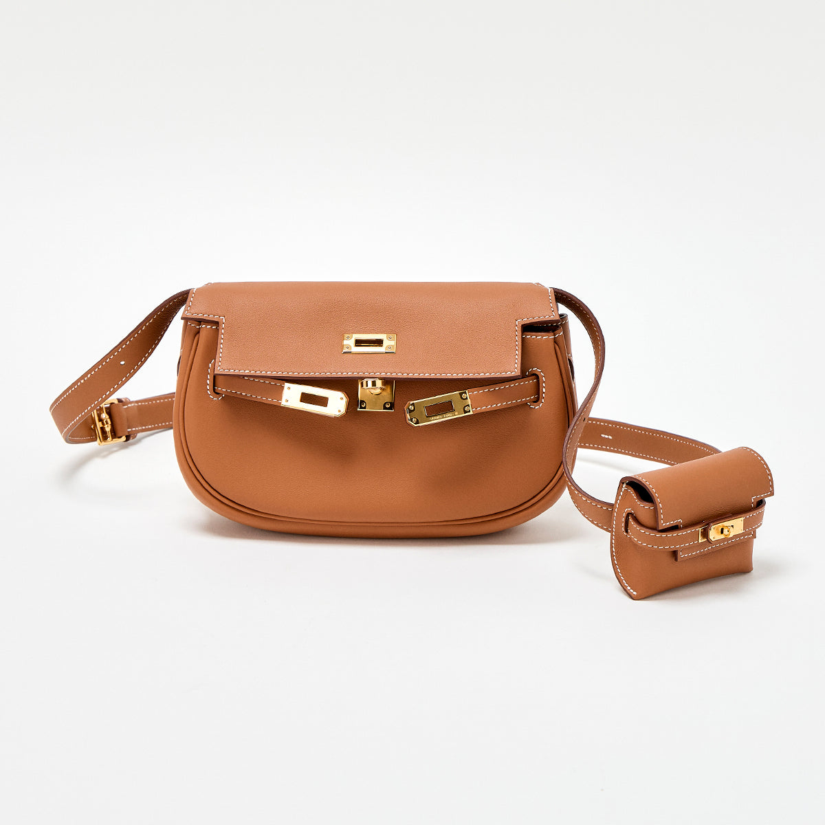 HERMES Kelly Move Shoulder Bag Gold Gold Swift Auth