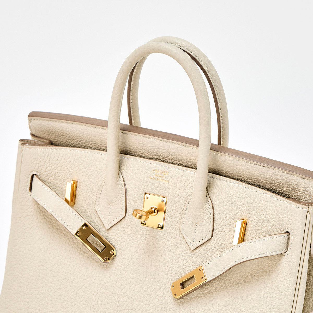 HERMES Birkin 25 2021 Z Hand Bag Crepe Gold Togo Auth