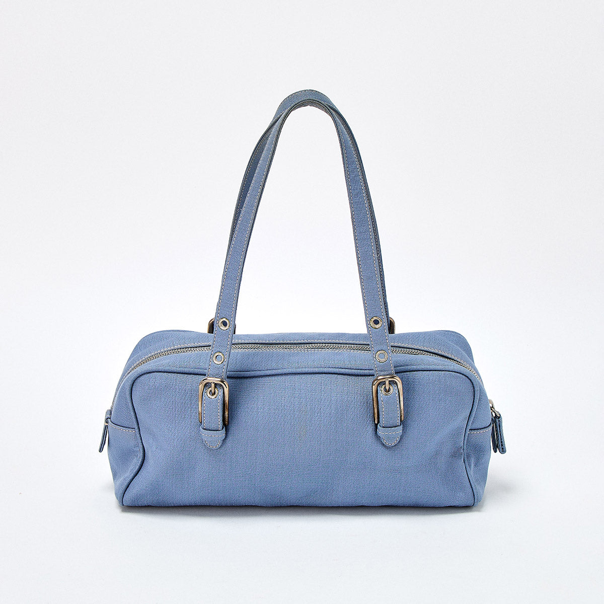 PRADA Triangle Shoulder Bag Blue Canvas Auth