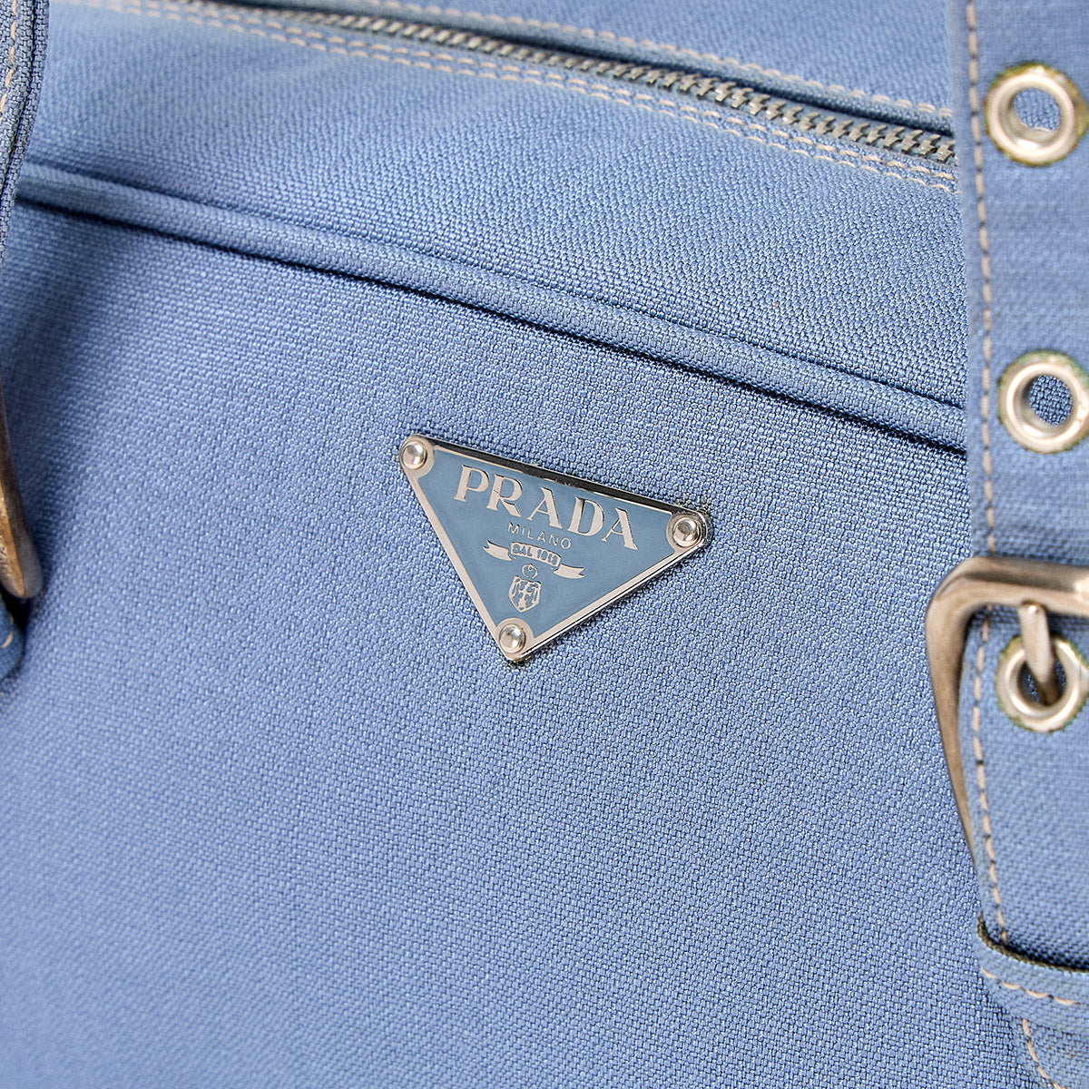 PRADA Triangle Shoulder Bag Blue Canvas Auth