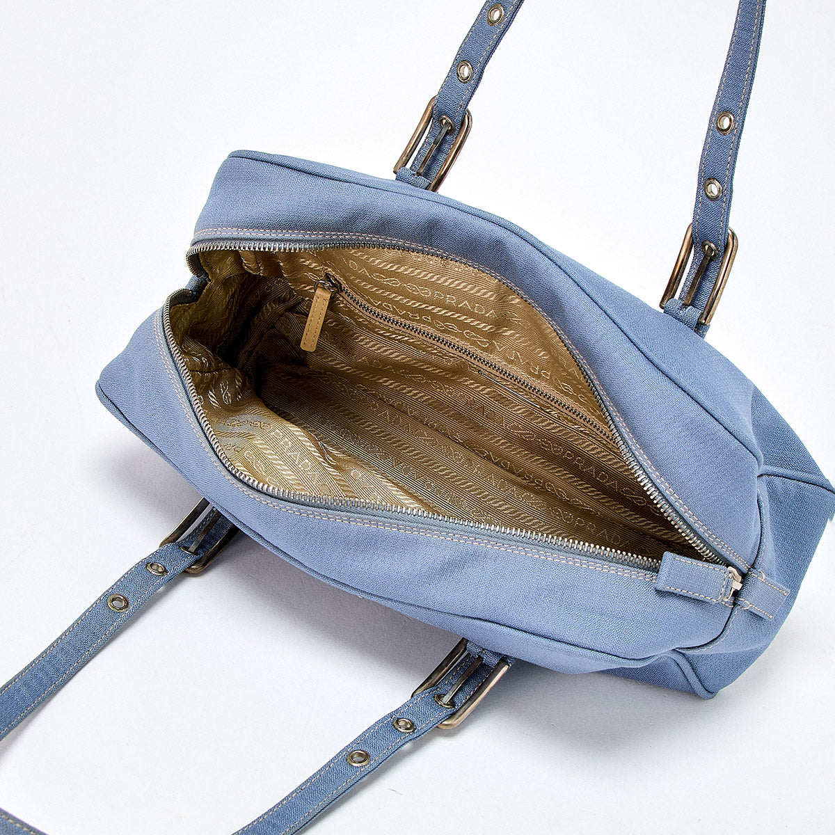 PRADA Triangle Shoulder Bag Blue Canvas Auth
