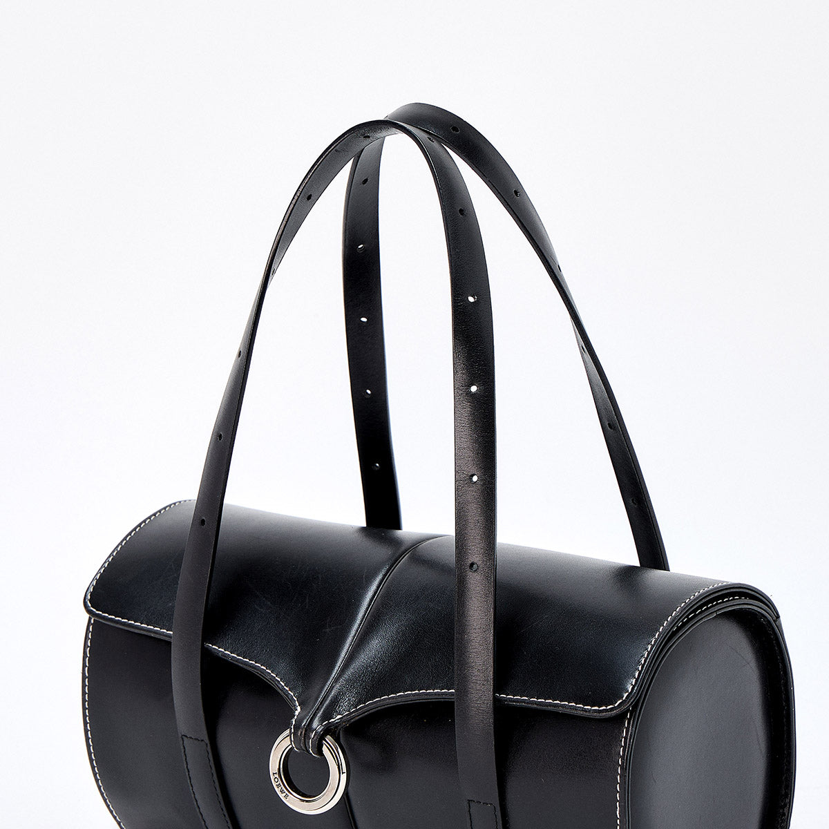 LOEWE Shoulder Bag Black Silver Leather Auth