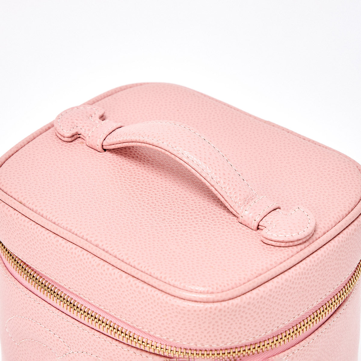 CHANEL COCO Mark 2003 Vanity Bag Pink Gold Caviar Skin Auth