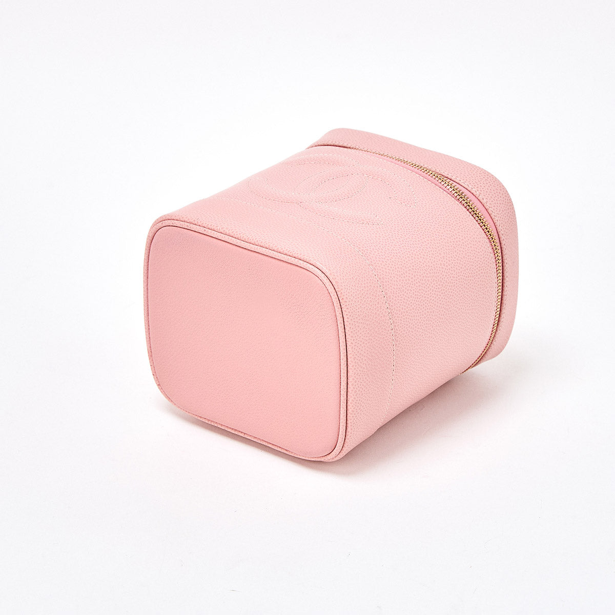 CHANEL COCO Mark 2003 Vanity Bag Pink Gold Caviar Skin Auth
