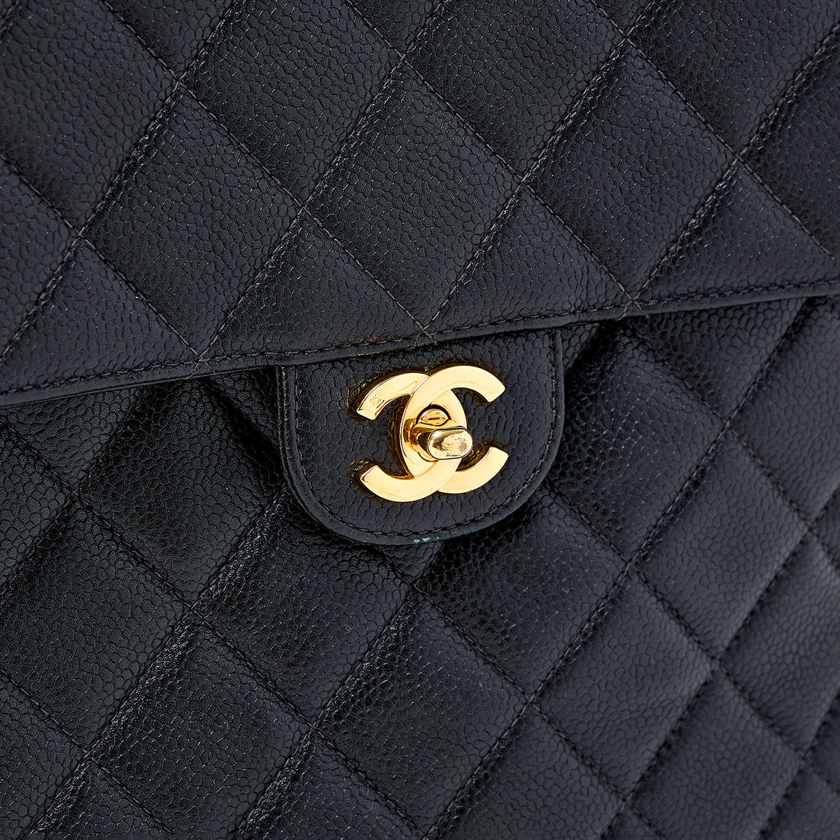 CHANEL Matelasse 1997 Double Face Shoulder Bag Black Gold Caviar Skin Auth