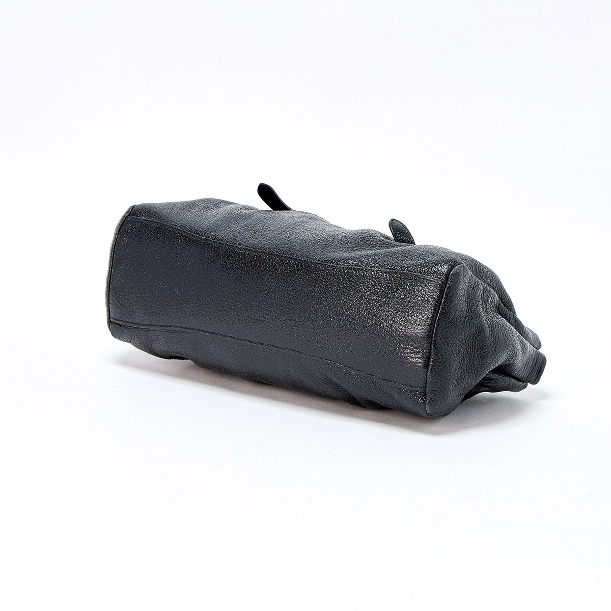 PRADA Logo Handbag Black Silver Leather Auth