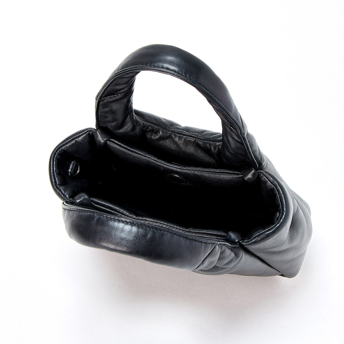 PRADA Padded Hand Bag in black and silver nappa leather Auth