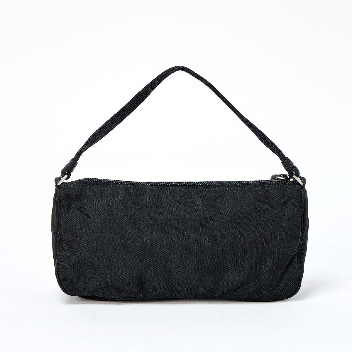 PRADA Triangle Hand Bag Black Silver Tessuto Auth