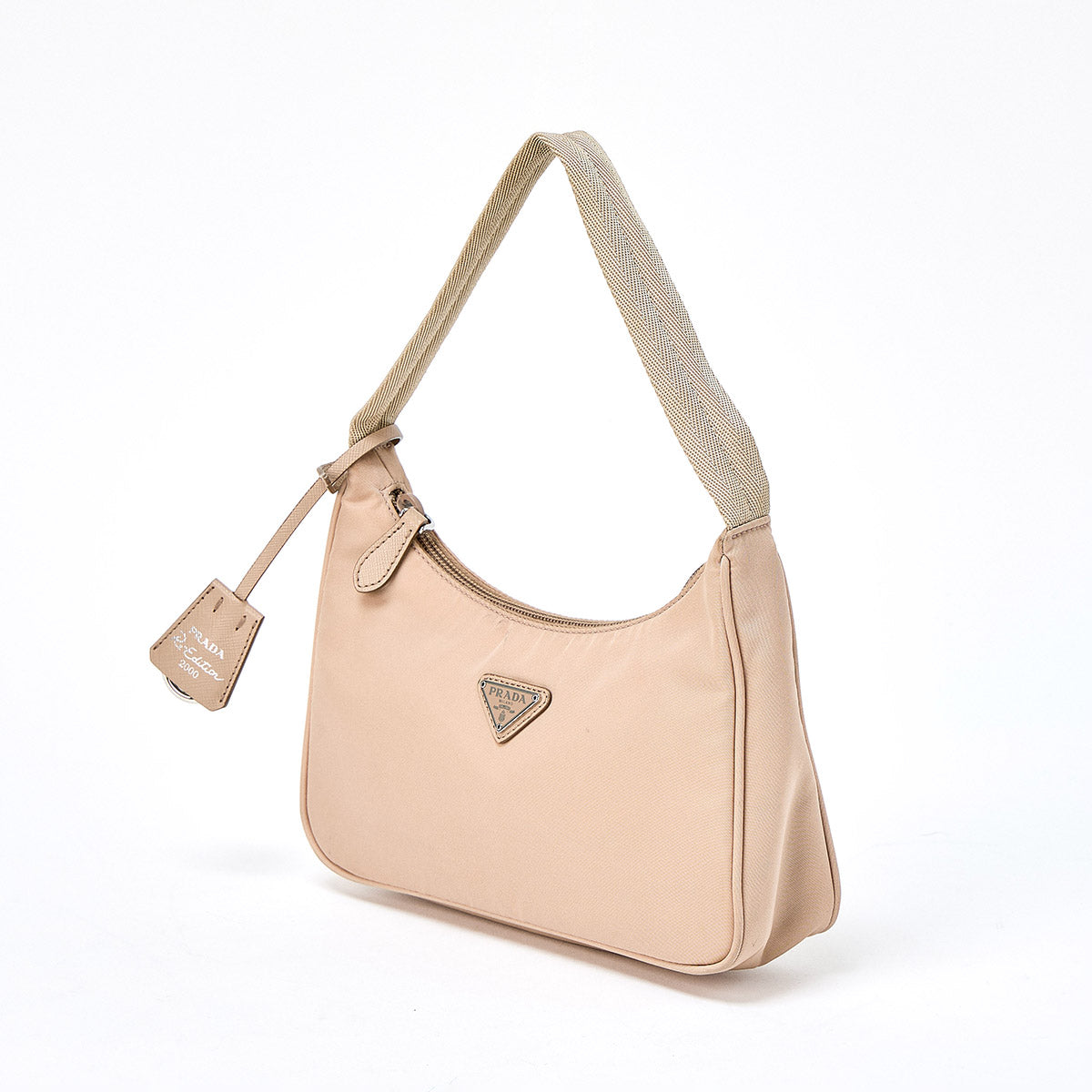 PRADA RE-NYLON Hand Bag Re-Edition2000 Neutral Silver Tessuto Auth