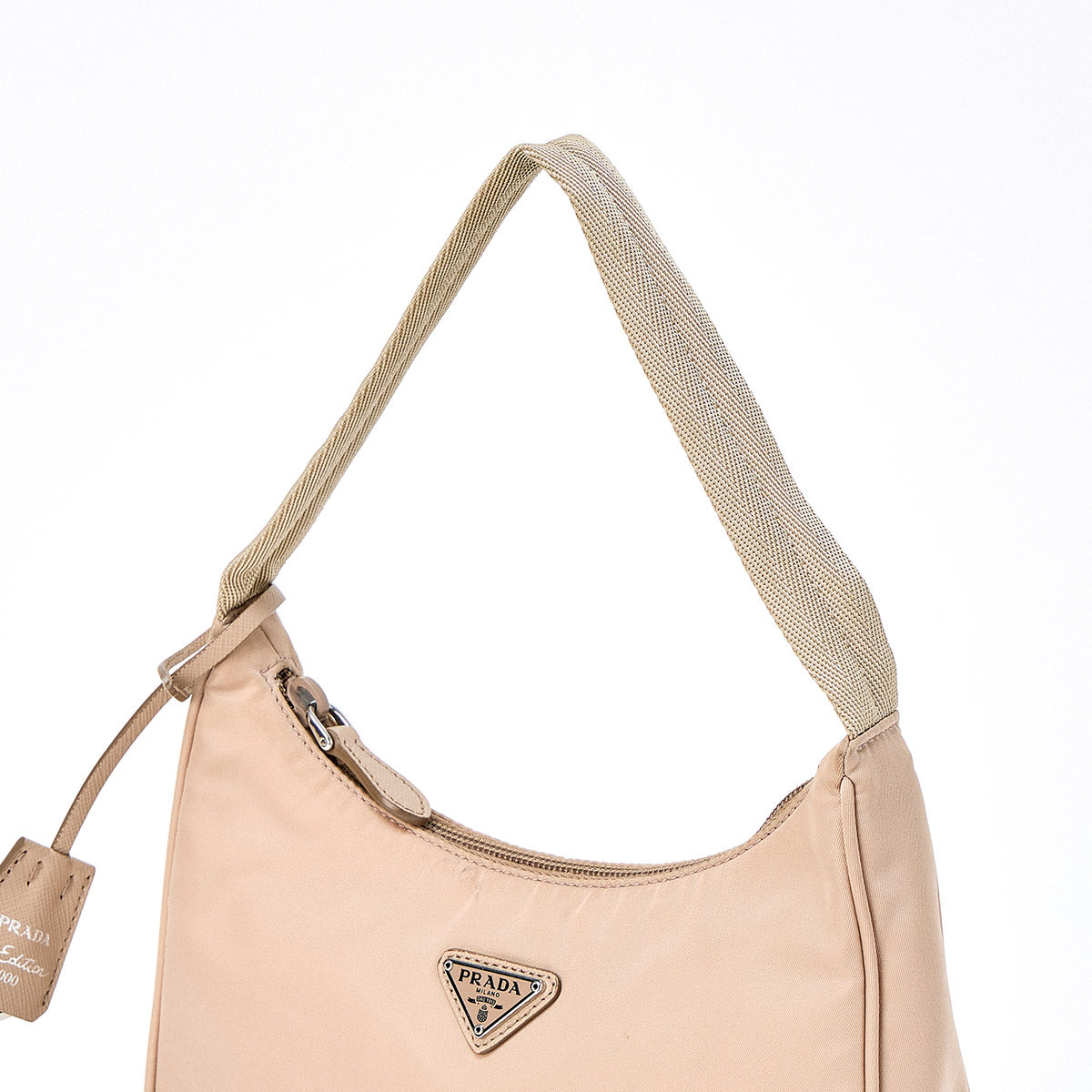 PRADA RE-NYLON Hand Bag Re-Edition2000 Neutral Silver Tessuto Auth