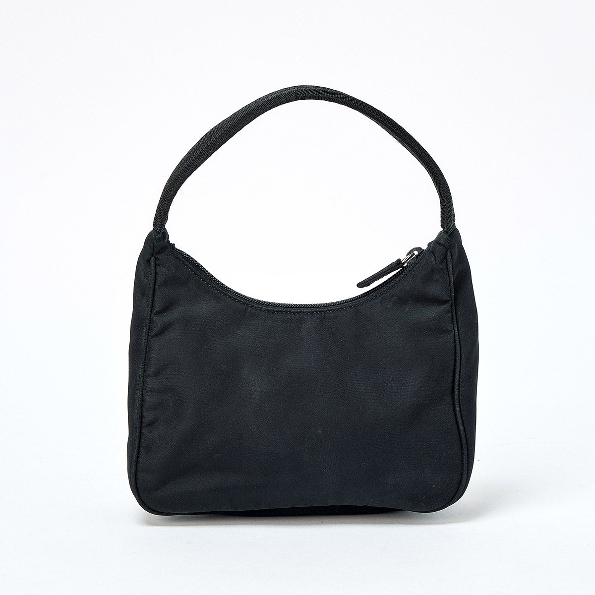 PRADA Triangle Hand Bag Black Silver Tessuto Auth