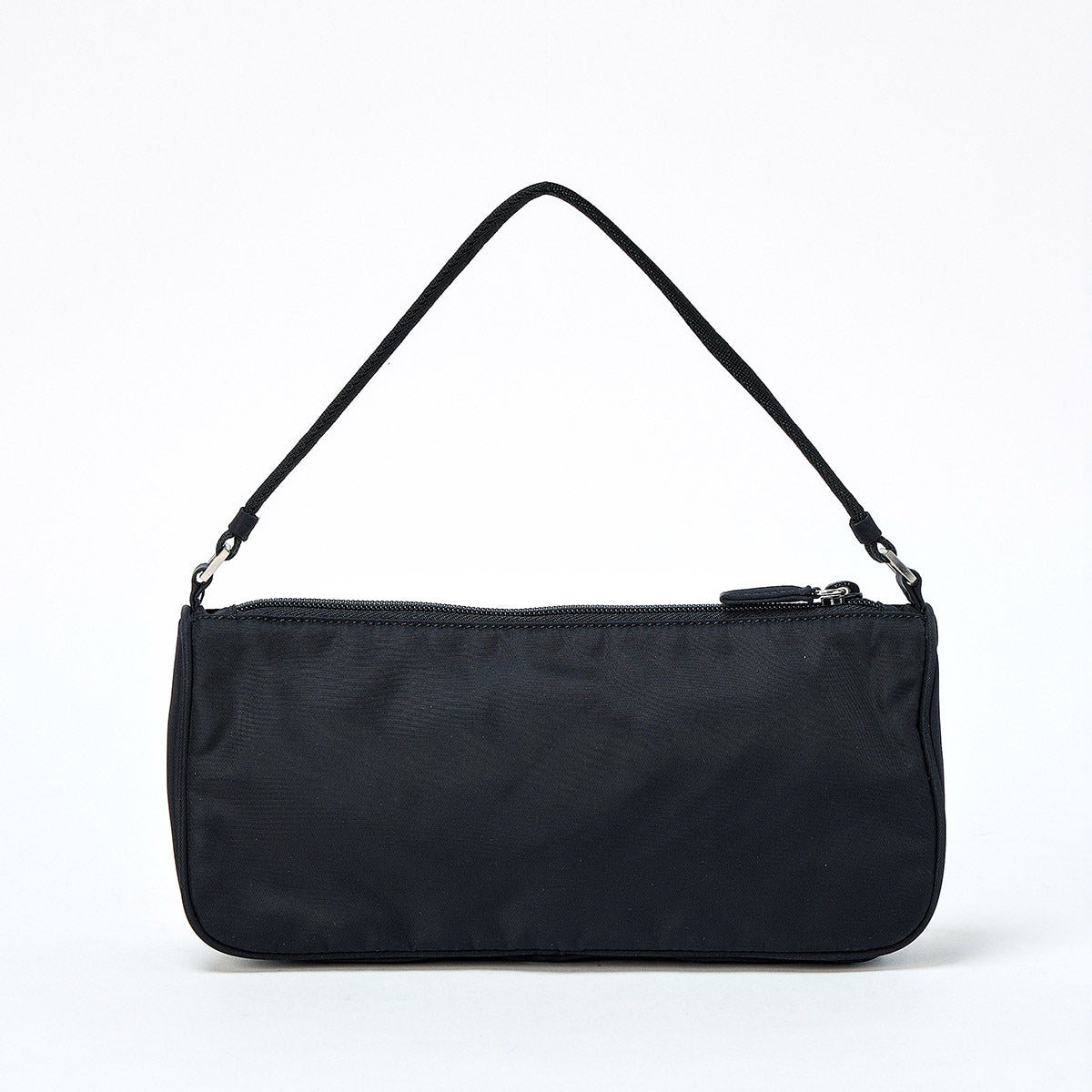 PRADA Triangle Hand Bag Black Silver Tessuto Auth