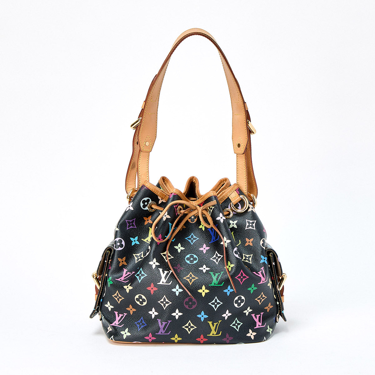 LOUIS VUITTON Petit Noe Monogram Multicolor M42230 Shoulder Bag Multicolor Noir Gold PVC Auth
