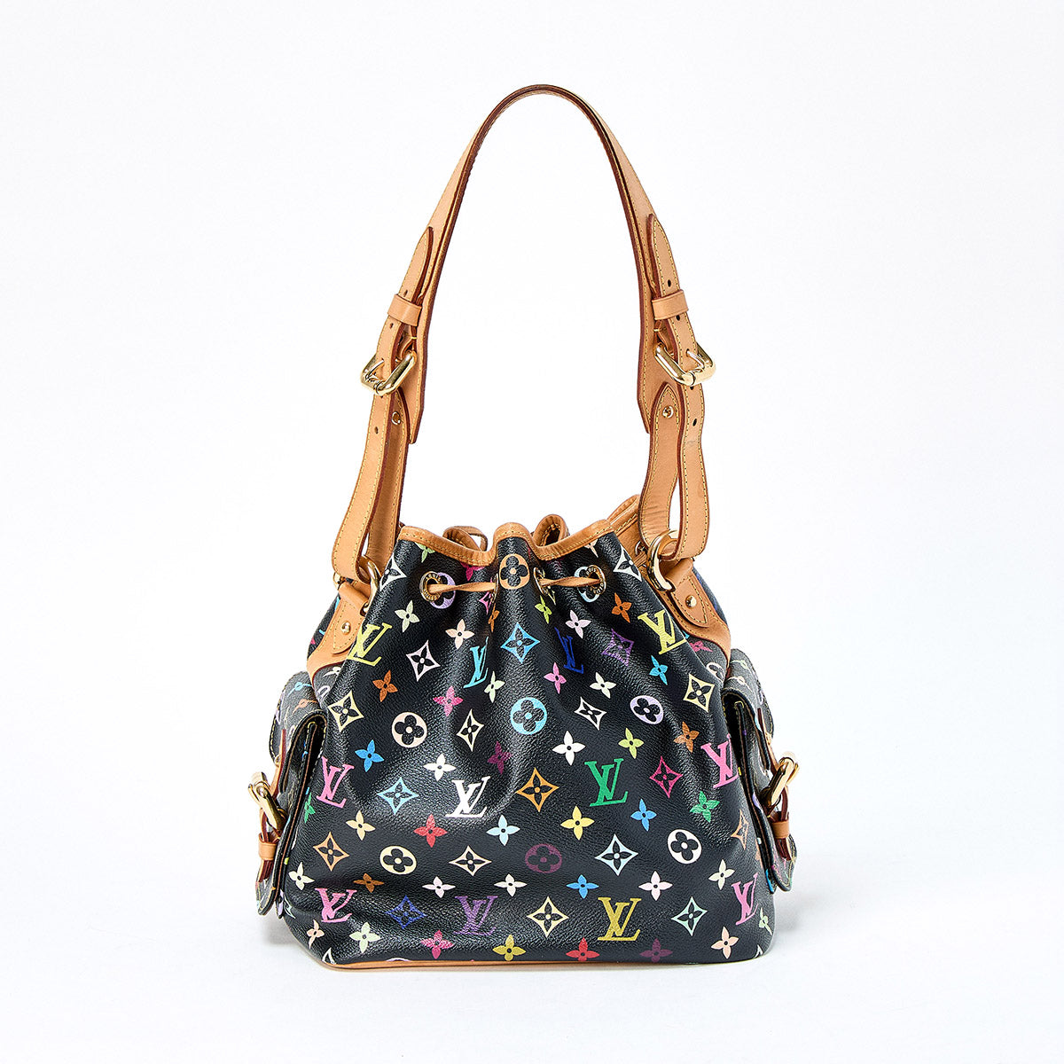 LOUIS VUITTON Petit Noe Monogram Multicolor M42230 Shoulder Bag Multicolor Noir Gold PVC Auth