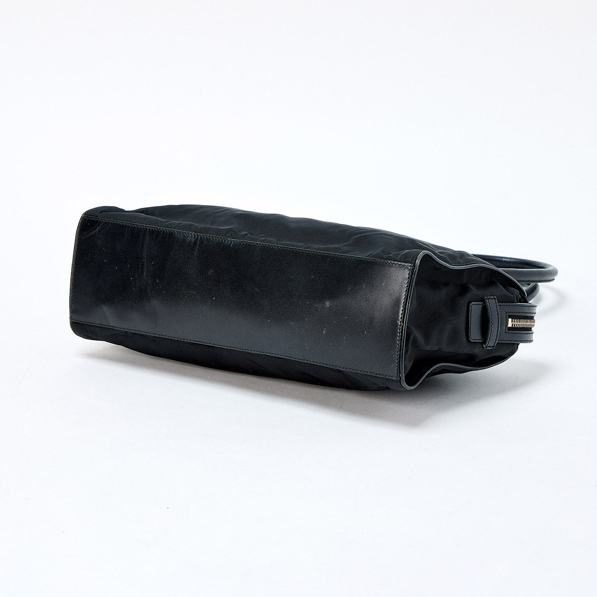 PRADA Triangle Shoulder Bag Black Gold Tessuto Auth