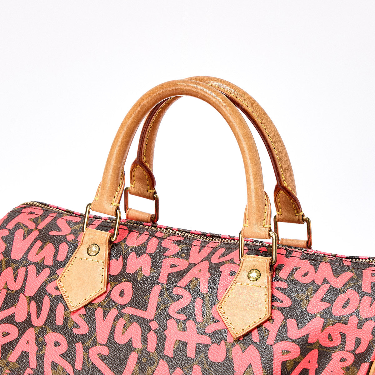 LOUIS VUITTON Speedy Monogram Graffiti 30 Boston Bag M93704 Brown Pink PVC Auth