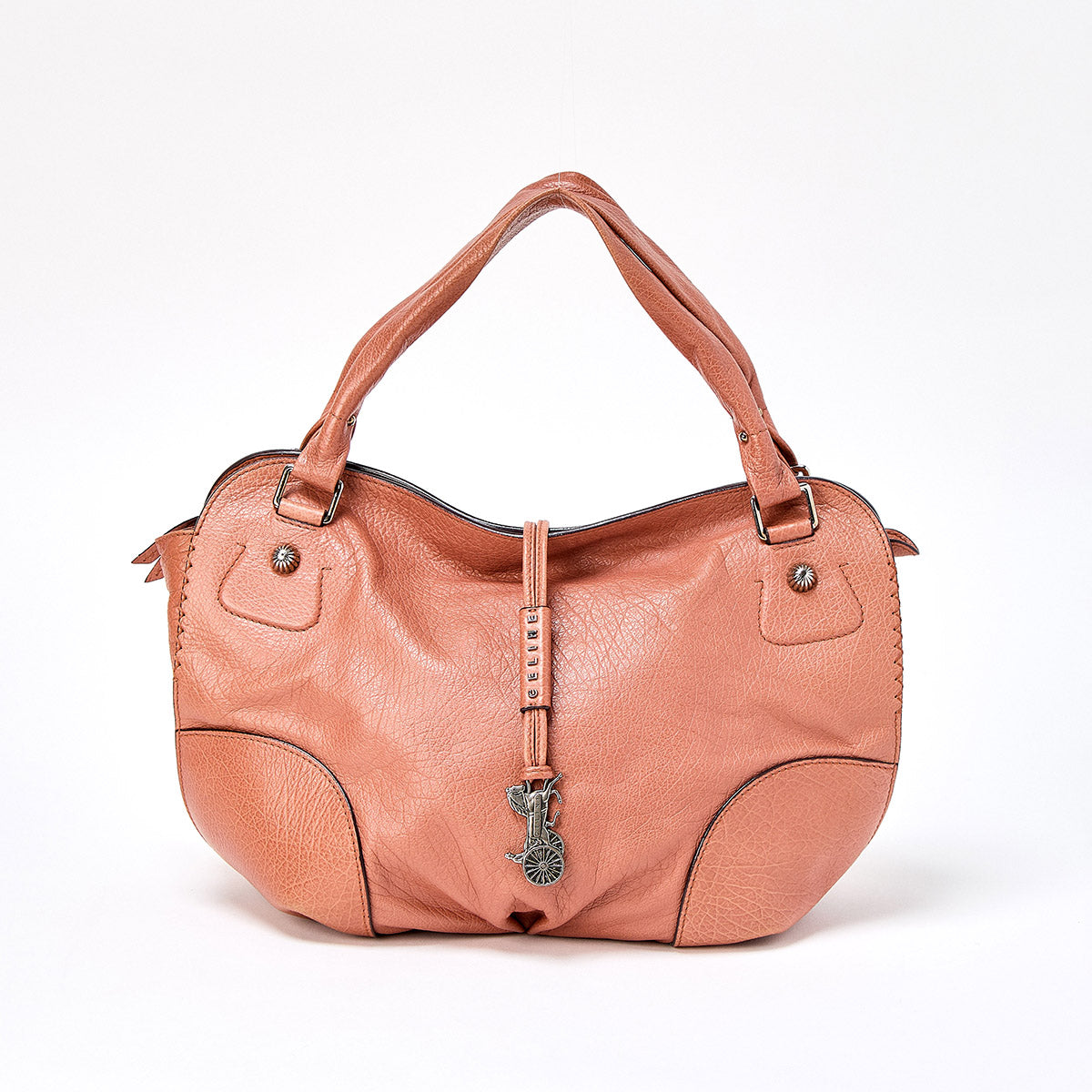 CELINE Bittersweet Hand Bag Brown Silver Leather Auth
