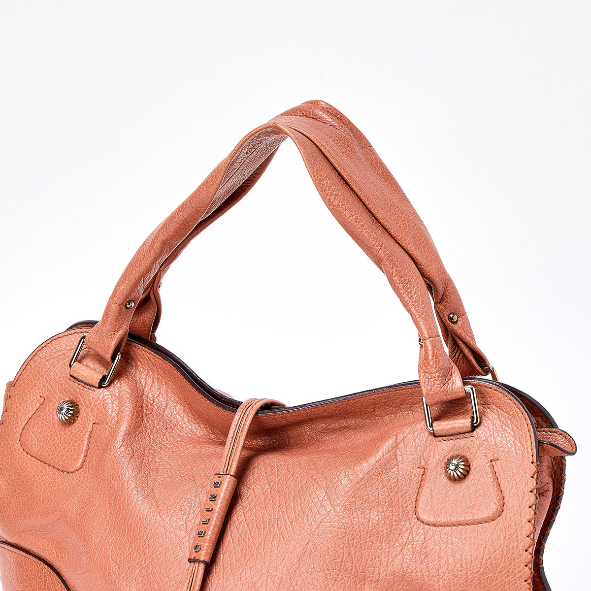CELINE Bittersweet Hand Bag Brown Silver Leather Auth