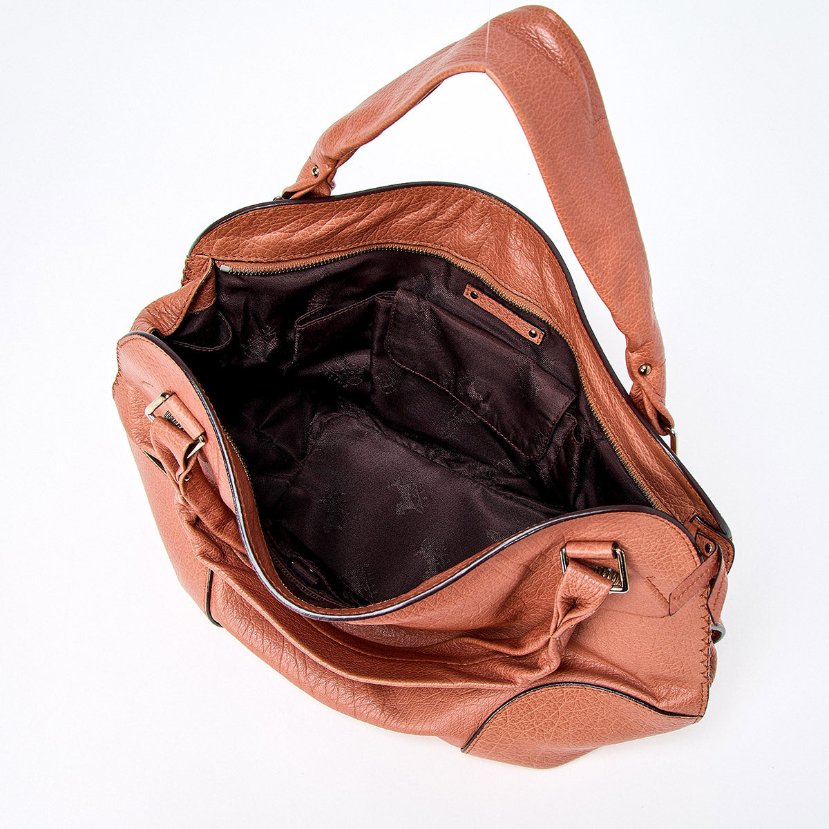 CELINE Bittersweet Hand Bag Brown Silver Leather Auth