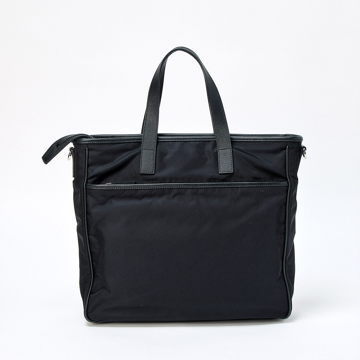 PRADA Triangle Hand Bag 2VG860 Black Silver Tessuto Auth